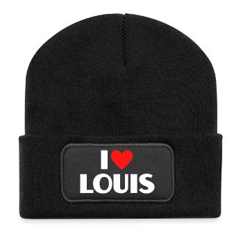 I Love Louis Red Heart Retro Statement - Recycled Patch Beanie - black - Front