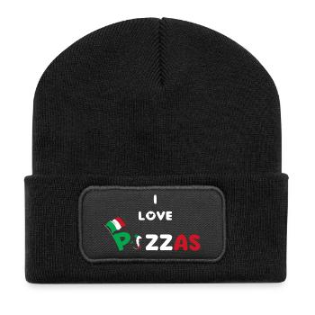 pizza humour cadeau pazzaiolo - Beanie recyclé à patch - noir - Devant