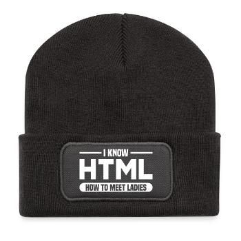 HTML Humor Code Programmer Saying - Recycled Patch Beanie - dark grey - Front