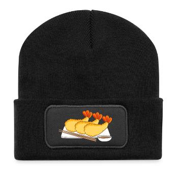 Crabe, homard épineux, fruits de mer, crevettes - Beanie recyclé à patch - noir - Devant