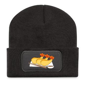 Krabbe Languste Meeresfrüchte Shrimp - Recycelte Patch Beanie - Dunkelgrau - Vorne