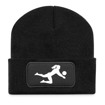 Silhouette de joueuse de volley-ball - Beanie recyclé à patch - noir - Devant