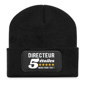 Cadeau Directeur 5 Étoiles - Merci pour tout  - Beanie recyclé à patch - noir - Devant