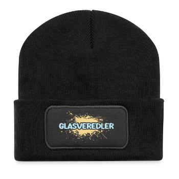 Gift for glass finisher - Recycled Patch Beanie - black - Front