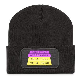 Cognitive Dissonance Is A Hell Of A Drug Spruch - Recycelte Patch Beanie - Dunkelgrau - Vorne