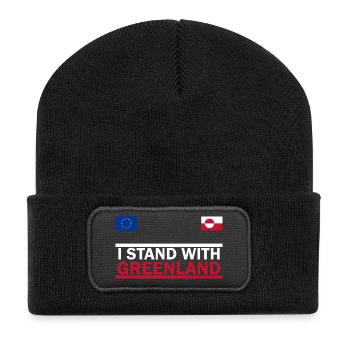 Ich stehe zu Grönland - Recycelte Patch Beanie - Schwarz - Vorne