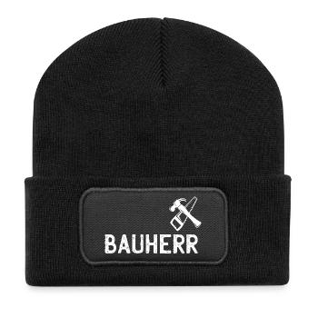 Bauherr DIY Werkzeug Emblem - Recycelte Patch Beanie - Schwarz - Vorne