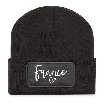 France Cœur Femmes Amour France - Beanie recyclé à patch - charbon - Devant