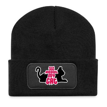 Ask Me About My Cat Cat Pet Love Animal Love - Recycled Patch Beanie - black - Front