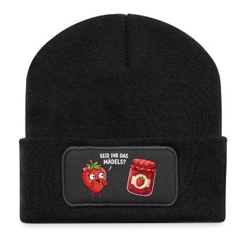 Seid ihr das Mädels Erdbeere Marmelade Lustig - Recycelte Patch Beanie - Schwarz - Vorne