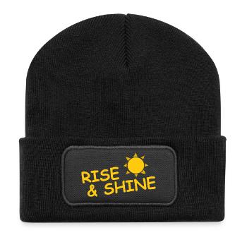 RISE AND SHINE - Recycled Patch Beanie - black - Front