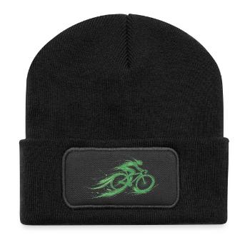 cyclist fast green Fahrrad  - Recycelte Patch Beanie - Schwarz - Vorne