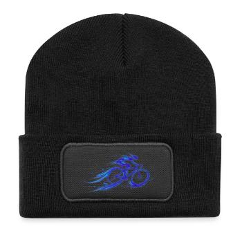 cyclist fast blue  Fahrrad - Recycelte Patch Beanie - Schwarz - Vorne