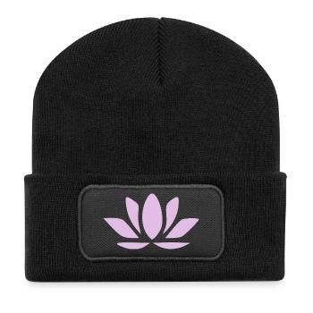 Fleurs de lotus, fleurs de lotus, yoga de la fleur en fleurs pastel - Beanie recyclé à patch - noir - Devant