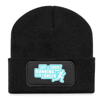 Life Is Short Running Makes It Seem Longer Funny - Recycled Patch Beanie - black - Front