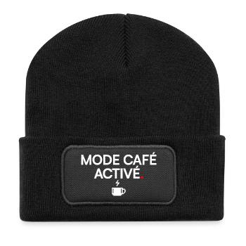 MODE CAFÉ ACTIVÉ | Humour café - Beanie recyclé à patch - noir - Devant