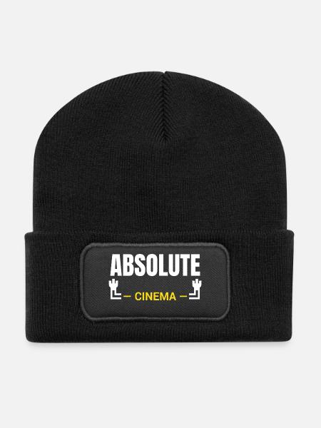 Absolute Cinema Statement - Recycelte Patch Beanie - Schwarz