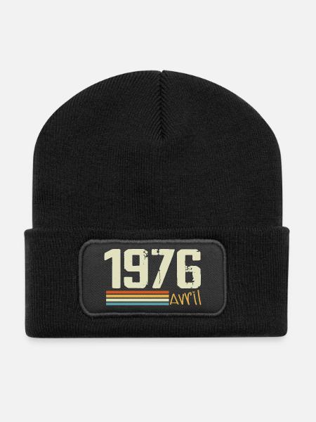 Né en avril 1976 - Beanie recyclé à patch - noir