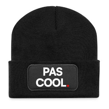 PAS COOL. – Humour Minimaliste Expression - Beanie recyclé à patch - noir - Devant