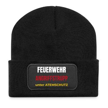 Feuerwehr Angriffstrupp unter Atemschutz – T‑Shirt - Recycelte Patch Beanie - Schwarz - Vorne