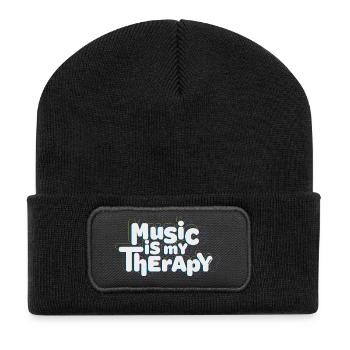 La musique est ma thérapie - Beanie recyclé à patch - noir - Devant