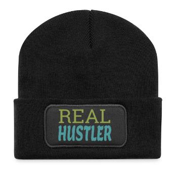 Real Hustler Motivational Entrepreneur Quote Art - Recycled Patch Beanie - black - Front