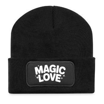 Magische Liebe Schriftzug - Recycelte Patch Beanie - Schwarz - Vorne