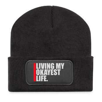 Vivre ma vie la plus correcte Drôle de dicton, médiocre - Beanie recyclé à patch - charbon - Devant
