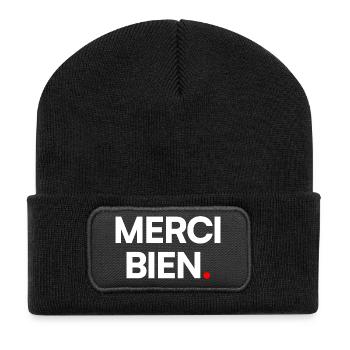 Merci bien - Beanie recyclé à patch - noir - Devant