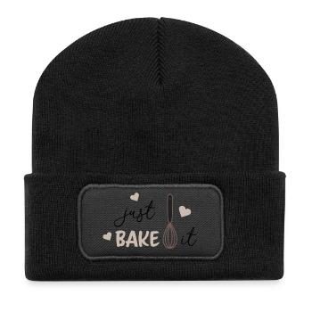Just Bake It Funny Baking Lover Kitchen Tee - Recycled Patch Beanie - black - Front