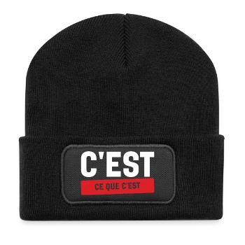 C'est Ce Que C'est Stoïque Humour Français - Beanie recyclé à patch - noir - Devant