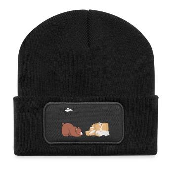 Bär & Papier - Recycelte Patch Beanie - Schwarz - Vorne