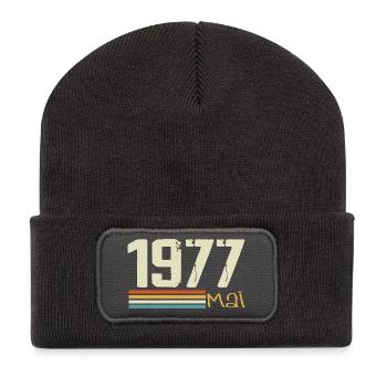 Mai 1977 - Recycelte Patch Beanie - Dunkelgrau - Vorne