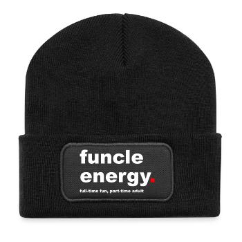 Lustiger Funcle-Slogan - Recycelte Patch Beanie - Schwarz - Vorne