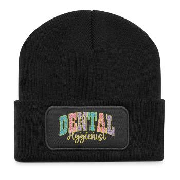 Dentale Hygienistin Farbpalette Dentalhygieniker - Recycelte Patch Beanie - Schwarz - Vorne
