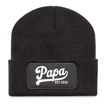 Papa 2026 Werdender Papa 2026 - Recycelte Patch Beanie - Dunkelgrau - Vorne