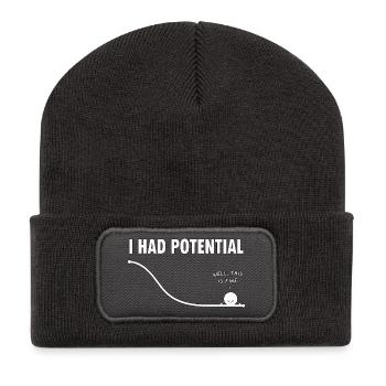I Had Potential Kurven Humor - Recycelte Patch Beanie - Dunkelgrau - Vorne