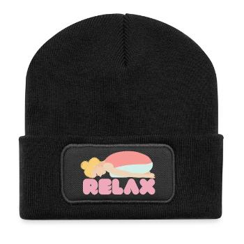 Pastel Sleep Relax Illustration - Recycled Patch Beanie - black - Front