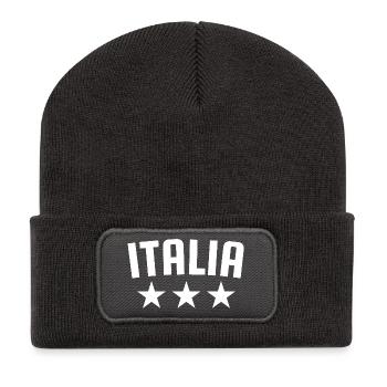 Italie 3 étoiles Design White - Beanie recyclé à patch - charbon - Devant