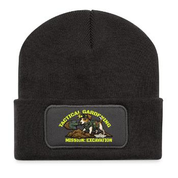 Chien de jardin tactique : Excavation de mission - Beanie recyclé à patch - charbon - Devant