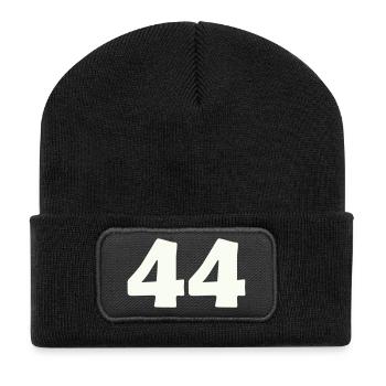 44 - Recycelte Patch Beanie - Schwarz - Vorne