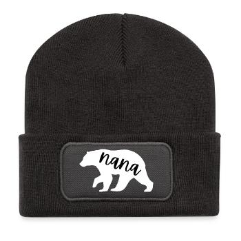 Nana Bär süße Oma Muttertagsgeschenk Familiengeschenk - Recycelte Patch Beanie - Dunkelgrau - Vorne