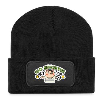 Funny Soccer Cat Sticker | Football Fan Animal Art - Recycled Patch Beanie - black - Front