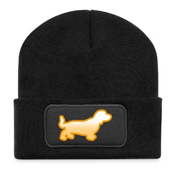 Dackel - Recycelte Patch Beanie - Schwarz - Vorne