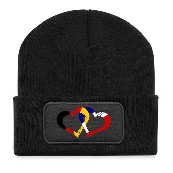 Cœur coloré à pinceau - Beanie recyclé à patch - noir - Devant