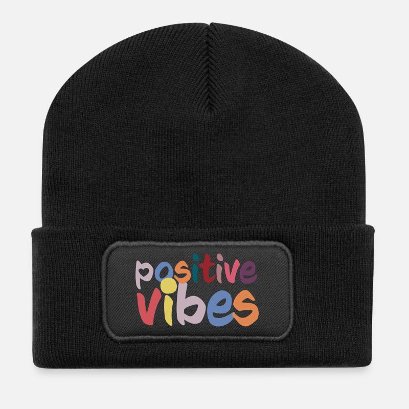 Positive Vibes - Recycled Patch Beanie - black