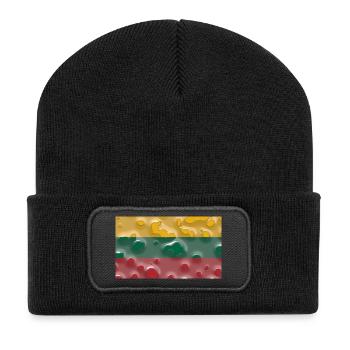 Geschenk für Litauen - Recycelte Patch Beanie - Schwarz - Vorne