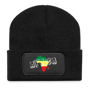 africa_3_white - Recycelte Patch Beanie - Schwarz - Vorne