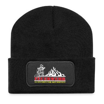 Feuerwehr 24 Stunden Vor Ort - Recycelte Patch Beanie - Schwarz - Vorne