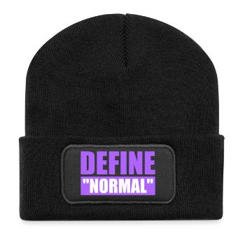 Define Normal Lustig Sarkastisch Definition Grafik - Recycelte Patch Beanie - Schwarz - Vorne